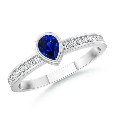 ANGARA BEZEL PEAR SAPPHIRE STACKABLE RING WITH DIAMOND ACCENTS