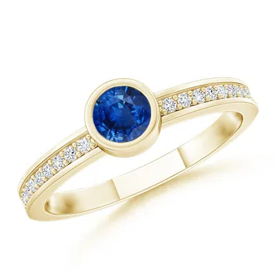 ANGARA BEZEL ROUND SAPPHIRE STACKABLE RING WITH DIAMOND ACCENTS