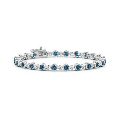 ANGARA BEZEL-SET ALTERNATING ENHANCED BLUE & WHITE DIAMOND TENNIS BRACELET