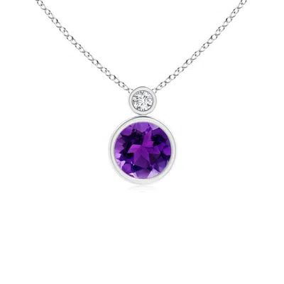 ANGARA BEZEL-SET AMETHYST SOLITAIRE PENDANT WITH DIAMOND