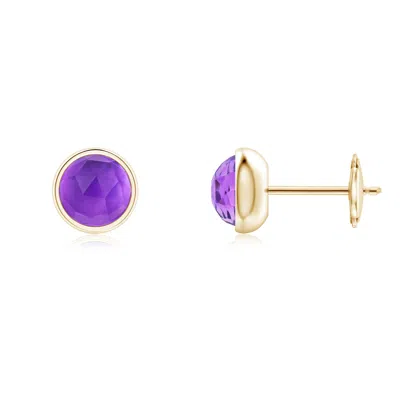 ANGARA BEZEL SET AMETHYST SOLITAIRE STUD EARRINGS