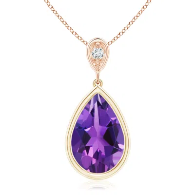 ANGARA BEZEL-SET AMETHYST TEARDROP PENDANT WITH DIAMOND