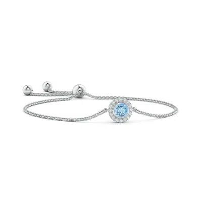 ANGARA BEZEL-SET AQUAMARINE BOLO BRACELET WITH DIAMOND HALO