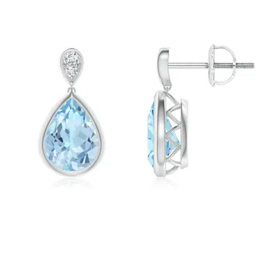 ANGARA BEZEL-SET AQUAMARINE TEARDROP EARRINGS WITH DIAMOND