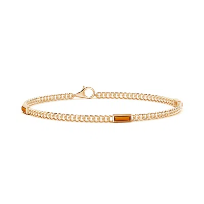 ANGARA BEZEL-SET BAGUETTE CITRINE THREE STONE CURB LINK CHAIN BRACELET
