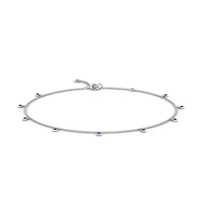 ANGARA BEZEL-SET BLUE SAPPHIRE STATION ADJUSTABLE CHARM ANKLET