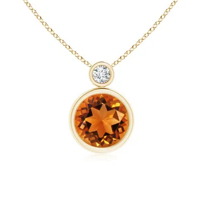 ANGARA BEZEL-SET CITRINE SOLITAIRE PENDANT WITH DIAMOND