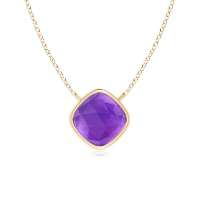 ANGARA BEZEL-SET CUSHION AMETHYST SOLITAIRE NECKLACE
