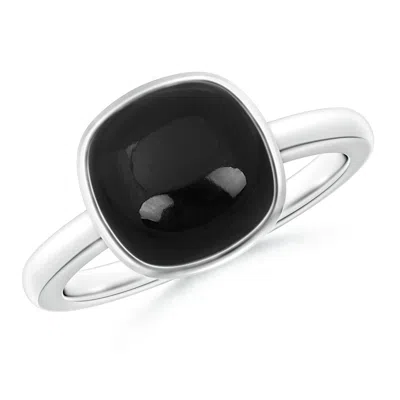 ANGARA BEZEL-SET CUSHION BLACK ONYX SOLITAIRE RING
