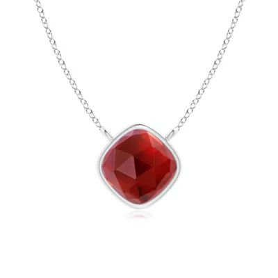 ANGARA BEZEL-SET CUSHION GARNET SOLITAIRE NECKLACE