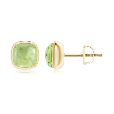 ANGARA BEZEL SET CUSHION PERIDOT SOLITAIRE STUD EARRINGS