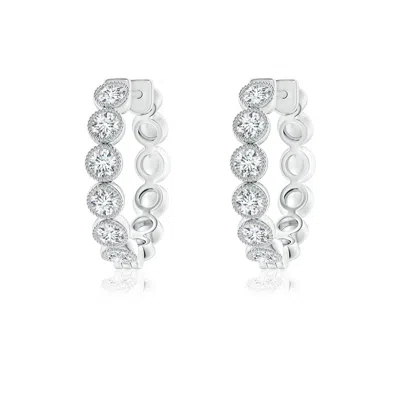 ANGARA BEZEL-SET DIAMOND HOOP EARRINGS WITH MILGRAIN
