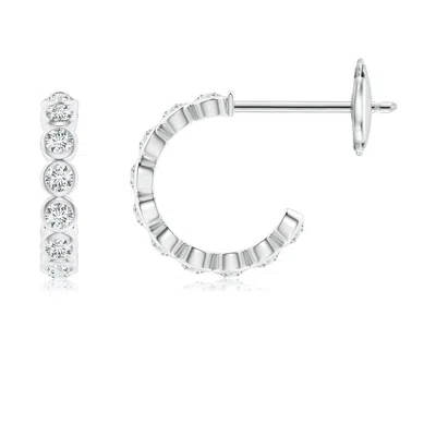ANGARA BEZEL-SET DIAMOND HUGGIE HOOP EARRINGS