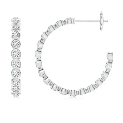 ANGARA BEZEL-SET DIAMOND INSIDE-OUT MEDIUM HOOP EARRINGS