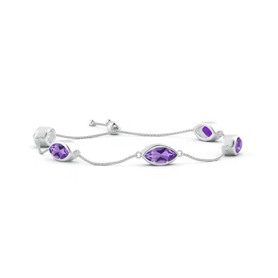 ANGARA BEZEL-SET EAST-WEST MARQUISE AMETHYST STATION BOLO BRACELET