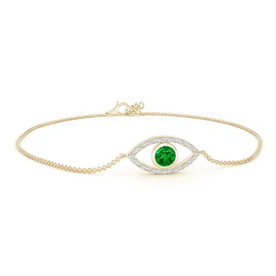ANGARA BEZEL-SET EMERALD AND DIAMOND EVIL EYE BRACELET