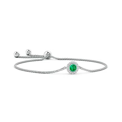 ANGARA BEZEL-SET EMERALD BOLO BRACELET WITH DIAMOND HALO