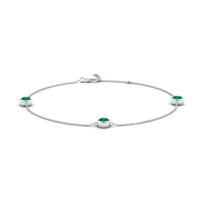 ANGARA BEZEL-SET EMERALD STATION ADJUSTABLE ANKLE BRACELET