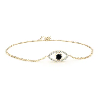 ANGARA BEZEL-SET ENHANCED BLACK DIAMOND EVIL EYE BRACELET WITH ACCENTS