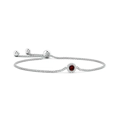 ANGARA BEZEL-SET GARNET BOLO BRACELET WITH DIAMOND HALO