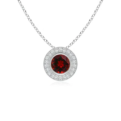 ANGARA BEZEL-SET GARNET PENDANT WITH DIAMOND HALO