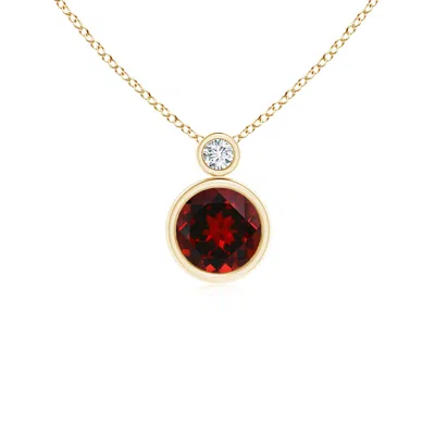 ANGARA BEZEL-SET GARNET SOLITAIRE PENDANT WITH DIAMOND