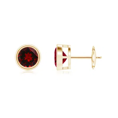 ANGARA BEZEL-SET GARNET SOLITAIRE STUD EARRINGS