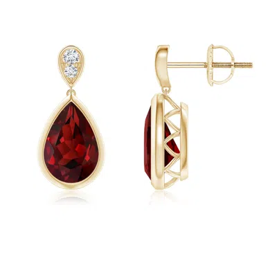 ANGARA BEZEL-SET GARNET TEARDROP EARRINGS WITH DIAMOND