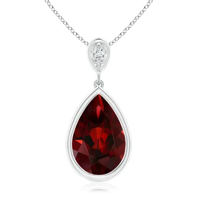 ANGARA BEZEL-SET GARNET TEARDROP PENDANT WITH DIAMOND