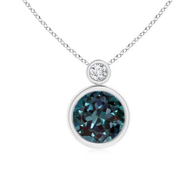 ANGARA BEZEL-SET LAB-GROWN ALEXANDRITE SOLITAIRE PENDANT WITH DIAMOND