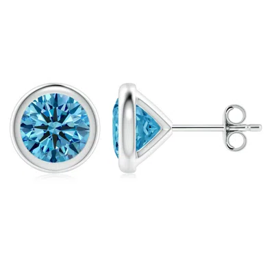 ANGARA BEZEL-SET LAB-GROWN FANCY INTENSE BLUE DIAMOND MARTINI STUD EARRINGS