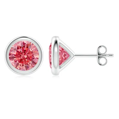 ANGARA BEZEL-SET LAB-GROWN FANCY INTENSE PINK DIAMOND MARTINI STUD EARRINGS