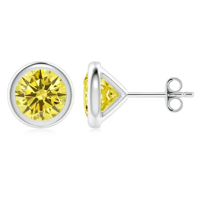 ANGARA BEZEL-SET LAB-GROWN FANCY INTENSE YELLOW DIAMOND MARTINI STUD EARRINGS