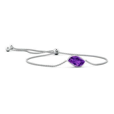 ANGARA BEZEL-SET LEAF-SHAPED AMETHYST BOLO BRACELET