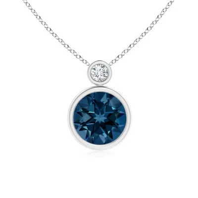 ANGARA BEZEL-SET LONDON BLUE TOPAZ SOLITAIRE PENDANT WITH DIAMOND