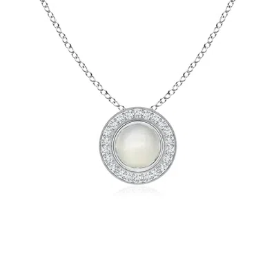 ANGARA BEZEL-SET MOONSTONE PENDANT WITH DIAMOND HALO