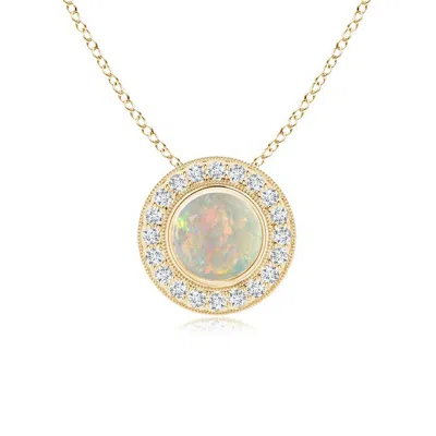 ANGARA BEZEL-SET OPAL PENDANT WITH DIAMOND HALO