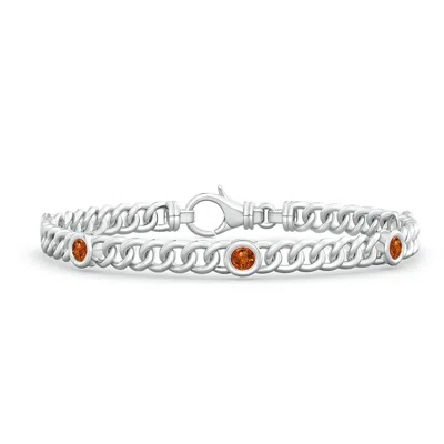 ANGARA BEZEL-SET ORANGE SAPPHIRE CURB CHAIN LINK BRACELET