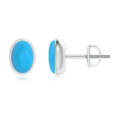 ANGARA BEZEL SET OVAL TURQUOISE SOLITAIRE STUD EARRINGS