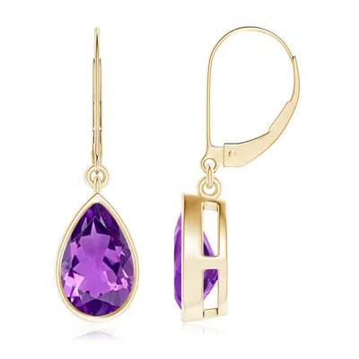 ANGARA BEZEL-SET PEAR AMETHYST LEVERBACK DROP EARRINGS