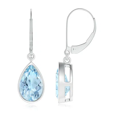 ANGARA BEZEL-SET PEAR AQUAMARINE LEVERBACK DROP EARRINGS