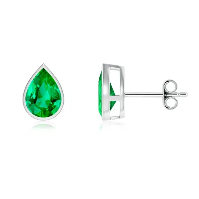 ANGARA BEZEL-SET PEAR EMERALD SOLITAIRE STUD EARRINGS