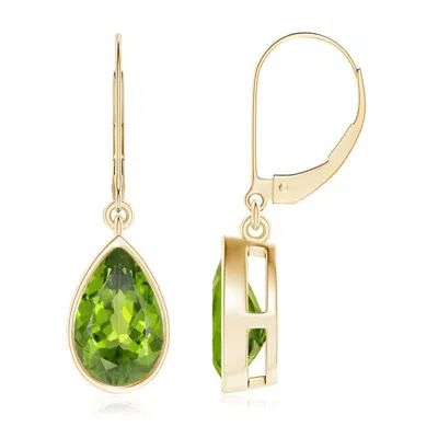 ANGARA BEZEL-SET PEAR PERIDOT LEVERBACK DROP EARRINGS