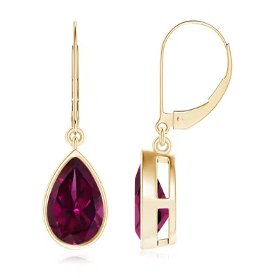 ANGARA BEZEL-SET PEAR RHODOLITE LEVERBACK DROP EARRINGS