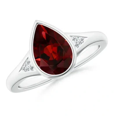 ANGARA BEZEL-SET PEAR-SHAPED GARNET RING WITH DIAMONDS