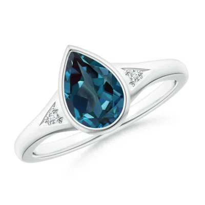 ANGARA BEZEL-SET PEAR-SHAPED LAB-GROWN ALEXANDRITE RING WITH DIAMONDS