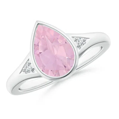 ANGARA BEZEL-SET PEAR-SHAPED ROSE QUARTZ RING WITH DIAMONDS