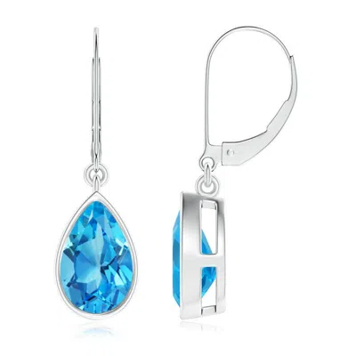 ANGARA BEZEL-SET PEAR SWISS BLUE TOPAZ LEVERBACK DROP EARRINGS