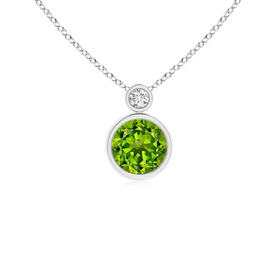 ANGARA BEZEL-SET PERIDOT SOLITAIRE PENDANT WITH DIAMOND