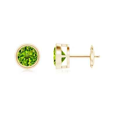 ANGARA BEZEL-SET PERIDOT SOLITAIRE STUD EARRINGS